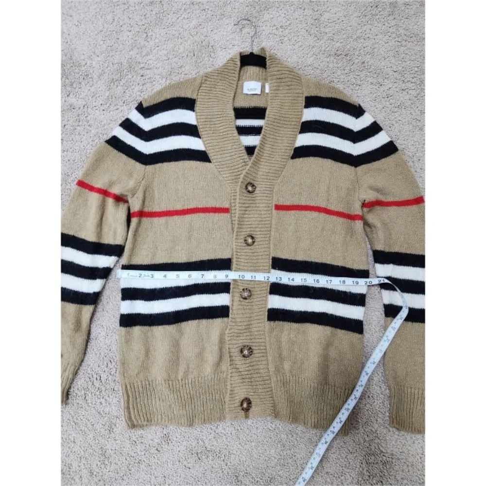 Authentic Burberry Women's Striped V-Neck Button Cardigan Mohair Blend - Picture 7 of 12